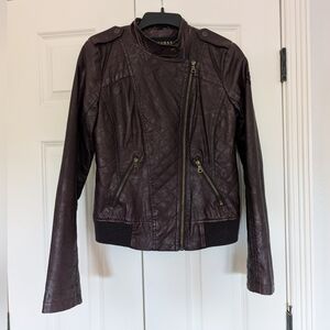 Guess Faux Leather Moto Bomber Jacket